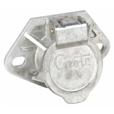 GROTE 87250 Trailer Receptacle, 3 15/16 in Dia, Solid Brass Pins - Fleet and Vehicle Maintenance