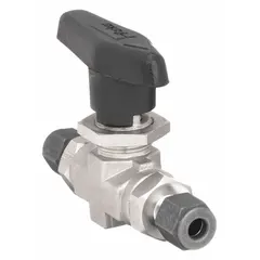 This Parker ball valve features a 316 stainless steel straight body with sweat x sweat connections and a three-piece design. The lever handle provides manual on/off flow control. Suitable for use in plumbing, HVAC, and process piping systems where corrosion resistance is required.