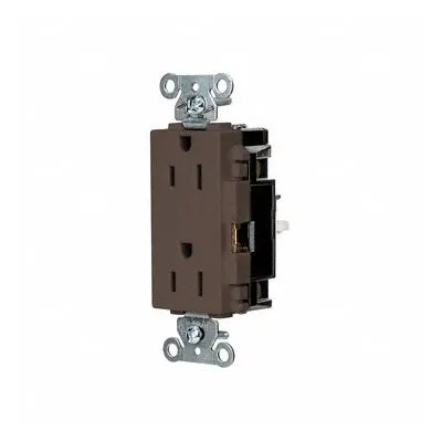 HUBBELL Receptacle: Decorator Duplex, 5-15, Brown, 125V AC, 15 A, 2 Pole / 3 Wire (MPN HBL2152ST) - General Purpose Receptacles
