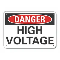 Aluminum High Voltage Danger Sign: Aluminum, Mounting Holes Sign Mounting, Not Retroreflective (MPN LCU4-0347-NA_10X7)