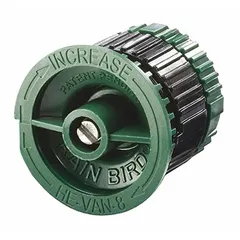 Variable arc sprinkler nozzle with adjustable pattern from 0 to 360° and 8 ft throw radius. Designed for efficient water distribution in irrigation systems for residential and commercial landscapes requiring precise, uniform watering.
