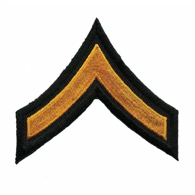 HEROS PRIDE Embroidered Patch: PFC, 3 in, Black/Gold, Polyester/Rayon, Rank Insignia - Embroidered Insignia