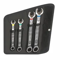WERA Combination Wrench Set: Alloy Steel, Nickel Chrome, 4 Tools, 10 mm to 19 mm Range of Head Sizes (MPN 05073290001)