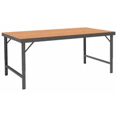 This DURHAM MFG worktable features a hardboard top measuring 96 by 30-1/4 inches, with an overall load capacity of 2,000 lb. The unit is not expandable or modular. Typical applications include assembly, packaging, and maintenance tasks in industrial settings.