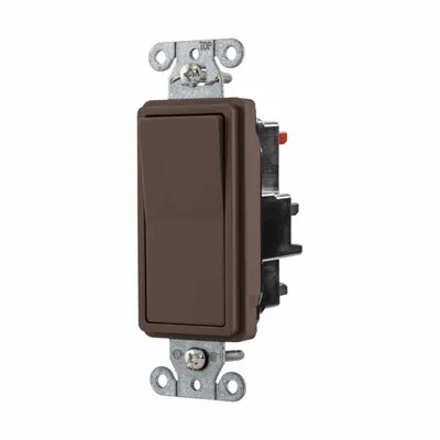 HUBBELL Wall Switch: Rocker Switch, Single Pole, Maintained, Brown, 120/277V AC - Rocker Wall Switches