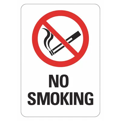 LYLE No Smoking Sign, Adhesive Mount, 14 in x 10 in, Non-PVC Polymer - No Smoking Signs