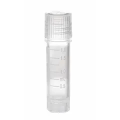 Cryogenic Vial, Polypropylene, 2 mL, Natural, Sterile, Self-Standing, Round Bottom, External Thread, 12 mm Body Dia, with Closure