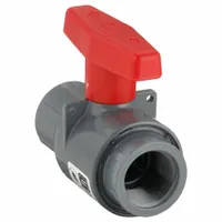SPEARS Manual Two-Way Ball Valve: 1 in, CPVC, Straight, 235 psi Max. Pressure (CWP), One-Piece, Tee (MPN 2131-010C)