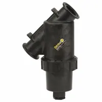 Polypropylene Y strainer with a 316 stainless steel 30 mesh screen and EPDM seal. Manifold flange connection, 9 in length. Used to remove particulate from liquids in piping systems