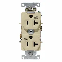 LEVITON Duplex Receptacle Outlet: Duplex, 5-20, Ivory, 125V AC, 20 A, 2 Pole / 3 Wire (MPN WBR20-I)