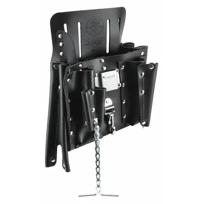KLEIN TOOLS Tool Pouch: For 2 3/4 in Belt Wd - Max, 11 Pockets - Leather Tool Pouches