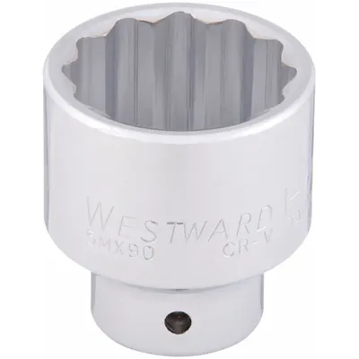WESTWARD Socket: SAE, 3/4 in Drive Size, 1 11/16 in Socket Size, 12-Point, Std, Chrome - 3/4" Drive Hand Sockets