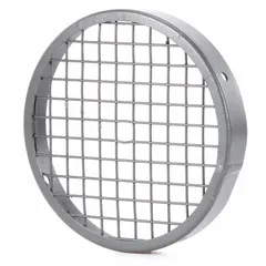 This steel inlet guard features a baked polyester epoxy finish and 1/2-inch wire spacing. It includes mounting hardware and is OSHA compliant. Designed to protect intake openings from debris and accidental contact while maintaining airflow.