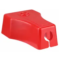 Red PVC terminal cap designed to insulate and protect electrical connections on 1 to 2 AWG wire. Features a snap-on connection type for secure attachment. Commonly used in power distribution, motor control centers, and heavy equipment to prevent short circuits and corrosion