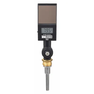 WEISS Digital Solar-Powered Thermometer: 3.5 in Stem Lg, -50°F to 300°F /-45°C to 150°C - Adjustable-Angle Water-Resistant Digital Thermometers