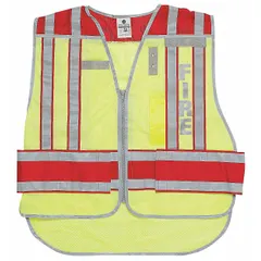 Fire Safety Vest, ANSI Class 2, Green/Red, Polyester, Zipper, Size M-XL