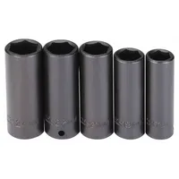 PROTO Impact Socket Set: 1/2 in Drive Size, 17 mm/19 mm/21 mm/22 mm/24 mm Socket Size, 5 Pieces (MPN J74218)