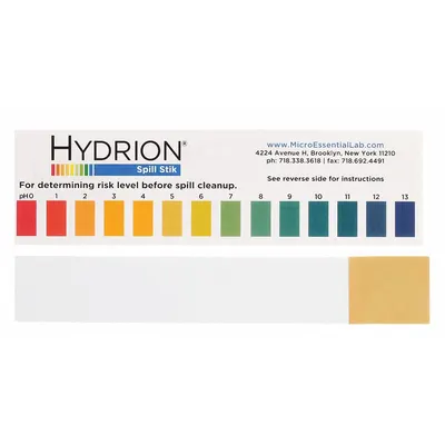 HYDRION pH Test Strips: 0 pH to 13 pH, 1.0 pH Resolution, 6 in Overall Lg - Low Precision pH Strips