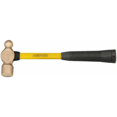 AMPCO Ball Peen Hammer: Fiberglass, Aluminum Bronze, 24 oz Head Wt, 14 in Overall Lg - Non-Sparking Ball-Peen Hammers
