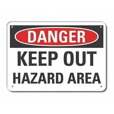 LYLE Plastic Hazard Area Danger Sign: Plastic, Mounting Holes Sign Mounting - Danger: Keep Out Hazard Area Signs