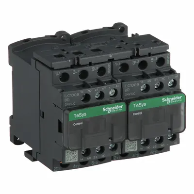 SCHNEIDER Magnetic Contactor: Reversing, 3 Poles, 3NO Contacts, 9 A - Reversing IEC Contactors