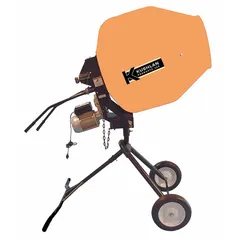 This corded concrete mixer features a 10 cu ft polyethylene drum and a steel frame. It operates at a fixed speed on 120 V and is intended for mixing concrete. Suitable for batch mixing in construction, landscaping, and DIY projects.
