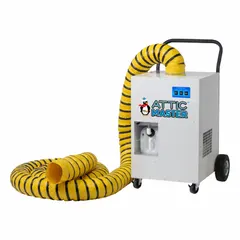 This KWIKOOL portable air conditioner is a high-static heavy-duty unit for cooling only, delivering 13,700 BtuH at 115V AC. It covers areas from 450 to 550 sq ft and is suitable for indoor or outdoor use. The unit includes an air filter. Typical applications include temporary cooling in commercial or industrial settings where high static pressure is required.