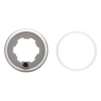Metal baffle assembly for DeVilbiss paint spray guns. Compatible with model JGA-570-10. Used in the air cap system to shape and control the spray pattern for consistent coating application in industrial finishing operations