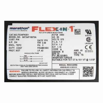 LEESON General Purpose Motor: C-Face/Universal Mount, Totally Enclosed Fan Cooled - Leeson Flex-In-1 3-Phase General Purpose AC Motors