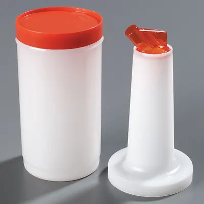 CARLISLE Container with Pourer: Orange, Polyethylene, 13 1/8 in Overall Ht - Containers with Pourers