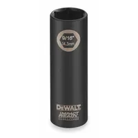 DEWALT Impact Socket: 1/2 in Drive Size, SAE, 9/16 in Socket Size, 6-Point, Deep, Black Oxide (MPN DW22872)