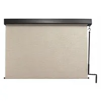 This pole-and-crank-operated sun shade from the Titanium Plus Series features a 48-inch valence width and Maui fabric color with an Oil Rubbed Bronze valance. It provides 72% UV protection and uses a bungee-and-hook tie-down system for secure fastening. Left-side operation allows easy deployment on patios, decks, or windows