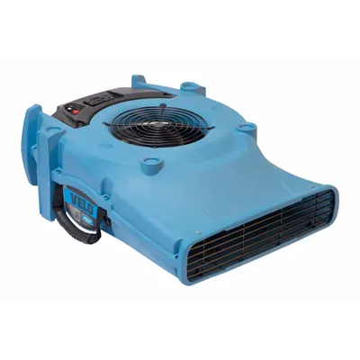 DRI-EAZ Centrifugal Blower: 885 cfm, 1/4 hp, Fixed Frame, 115V AC, 2 Speeds, Blue - Low-Profile Portable Blowers