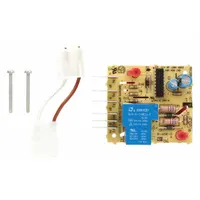 OEM replacement defrost control board for refrigerators and freezers. Manages the defrost cycle by regulating heating of evaporator coils to prevent frost buildup and maintain airflow
