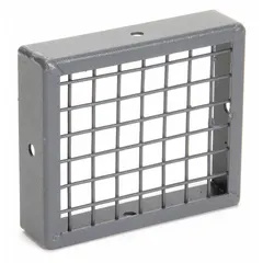Steel outlet guard with baked enamel finish and 1/2 in wire spacing. Includes mounting hardware. OSHA compliant. For use with 4C108.