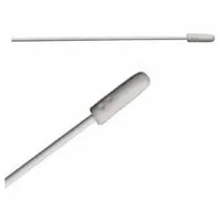 Cleanroom swab with a rectangular, flexible foam tip thermally bonded to a polypropylene handle. Overall length 5 7/8 in, tip length 1/2 in, tip width 3/16 in, handle length 5 3/8 in. Suitable for precision cleaning of sensitive surfaces in controlled environments