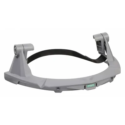 MSA Face Shield Frame: Slotted Attachment Type, Plastic, Gray - MSA Hard Hat Adapters for Face Shields