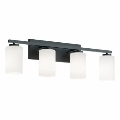 AFX INC. Decorative Vanity: Black, 60 W, 120V AC, Dimmable, 22 in Lg, 5 1/2 in Wd - Leo Vanity Lights