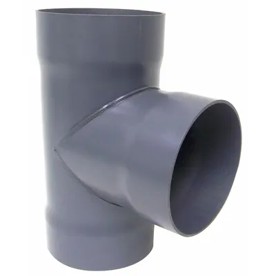 PLASTIC SUPPLY Duct Tee: PVC, For 14 in Duct Dia, 24 in Overall Lg, 14 in Inlet Dia - Branches