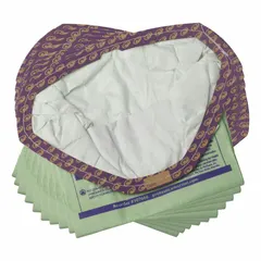 Dry paper 2-ply standard vacuum bag for ProTeam backpack vacuums. Compatible with part numbers 107714, 107716, 107726, 107776, 107778, and 107780. Used for capturing fine dust and debris in commercial cleaning applications.