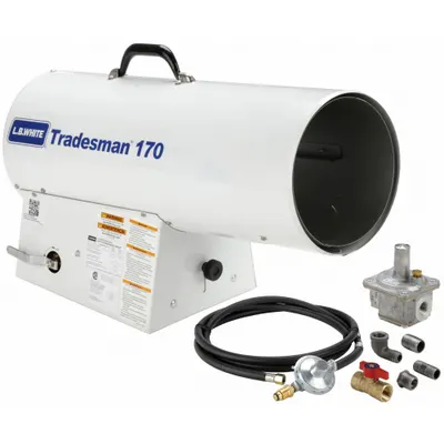 L.B. WHITE Portable Gas Torpedo Heater: 170,000 BtuH Heating Capacity Output, Propane - Direct-Fired Portable Gas Torpedo Heaters
