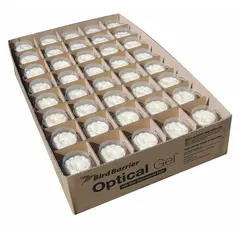 Bird control gel disks for outdoor use. Each 0.5 oz dish contains a multisensory gel that deters birds from landing on ledges, signs, and structures. Supplied in a 200-pack.