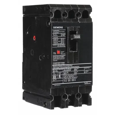 Siemens Molded Case Circuit Breaker: 100 A Amps, 42kA at 480V AC, Fixed, Load Side Lug - ED-Frame Siemens Molded Case Circuit Breakers