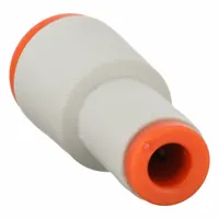 Brass push-to-connect fitting for joining 5/32 in OD and 1/4 in OD polybutylene or brass tubing in pneumatic systems. Provides tool-free connection for air lines in industrial automation and material handling applications