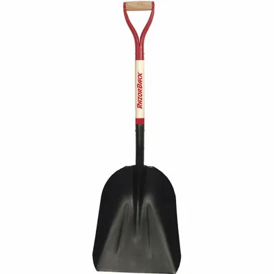 RAZOR-BACK Scoop Shovel: 2 Ribs, Steel, #12 Blade Size, 14 1/4 in Blade Wd - Standard Scoop Shovels