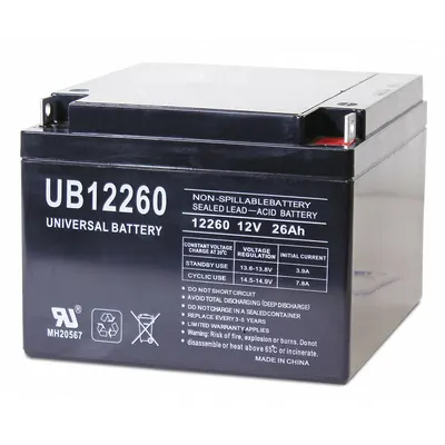 OEM APPROVED VENDOR AGM Sealed Lead Acid Battery, 12V DC, 26 Ah, Deep Cycle, D5747 - AGM Sealed Lead Acid Batteries