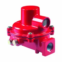 Lever-acting gas pressure regulator with an aluminum body and NPT x NPT connections. Rated for a gas capacity of 1,100,000 BtuH. Suitable for use in LPG systems requiring manual pressure adjustment in commercial or industrial gas supply applications