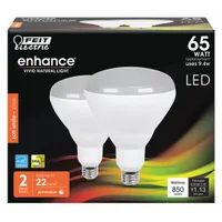 FEIT ELECTRIC Compact LED Bulb: LED, BR40, Medium Screw (E26), 9.4 W Watt, 2700K, Frosted, 120V AC (MPN BR40DM/927CA/2)