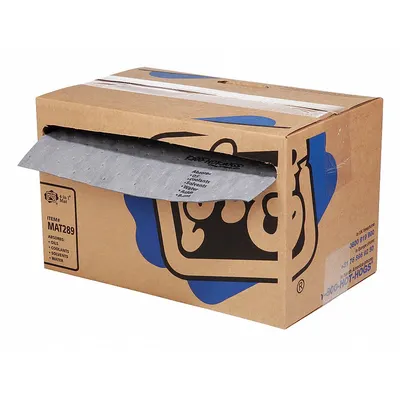 PIG Sorbent Roll: 50 ft Lg, 16 in Wd, Gray, Polypropylene, 50 ft Roll Lg, 16 in Roll Wd - Foldable Sorbent Rolls