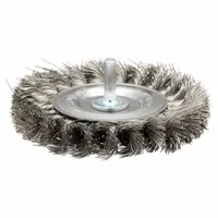 WEILER Wire Wheel Brush: Twisted Stainless Steel, 4" Dia x 1/2" Wd, 1/4" Shank, 0.014" Fill (MPN 17691)